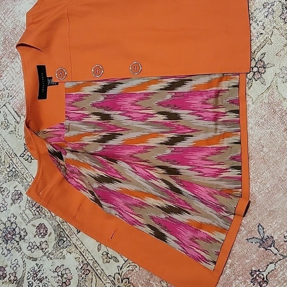 Apostrophe Orange Three Button Lined Short Sleeve Jacket Size XL - Picture 6 of 10